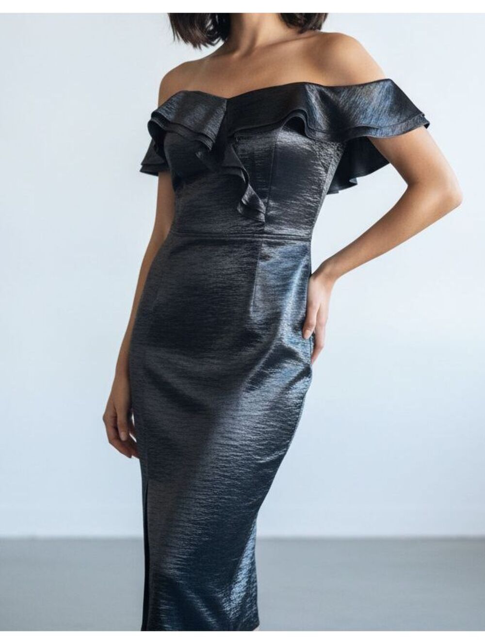 Express Black Strapless Ruffle Sweetheart Neckline Knee Length Dress Size 6